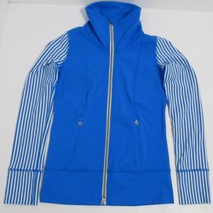 Lululemon Daily Yoga Jacket Beaming Classic Stripe Polar Cream Beaming Blue 4